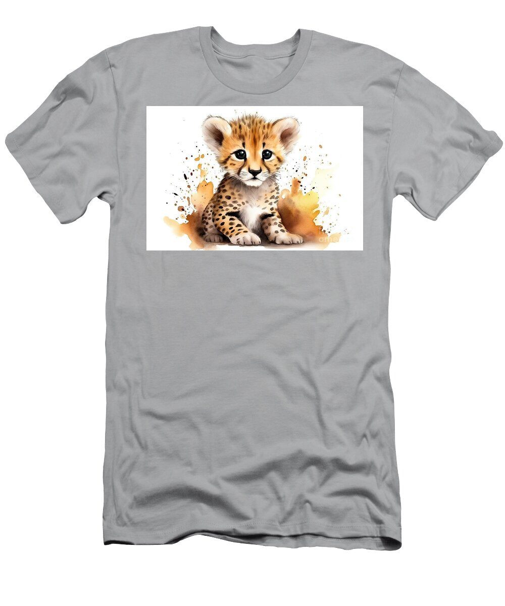 Illustration of Watercolor Cute Baby Cheetah N Akkash T-Shirt