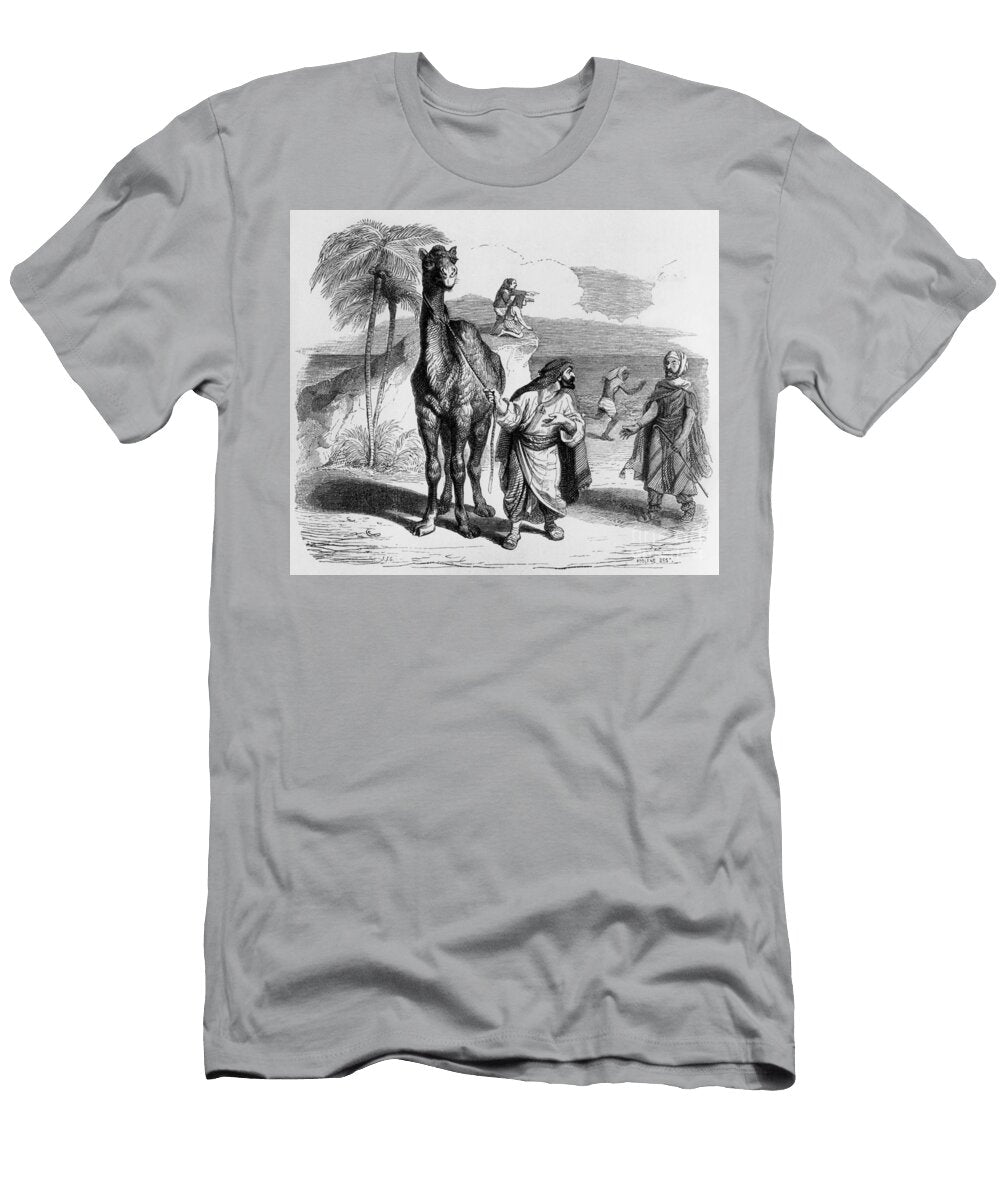 LA Fontaines Fable By Jean De LA Fontaine the Camel and the Floating Sticks Engraving By J J Grandville Grandville T-Shirt